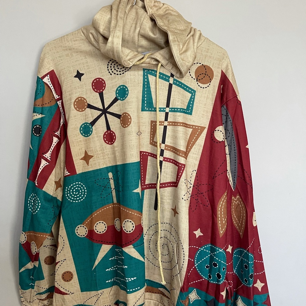 Casual loose men's printed crewneck sweater